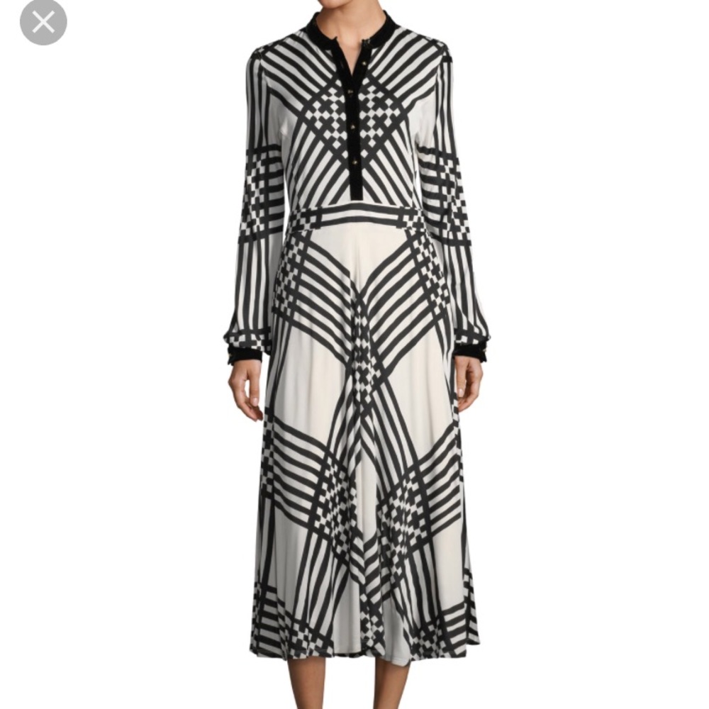 Tory Burch Anja Duchess Dress -black and white